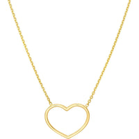 Olas d'Oro - 14K Yellow Gold Open Heart Pendant Necklace on Adjustable Chain