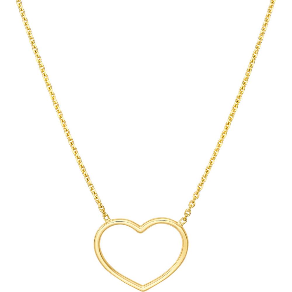 Olas d'Oro - 14K Yellow Gold Open Heart Pendant Necklace on Adjustable Chain