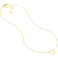 Olas d'Oro - 14K Yellow Gold Open Heart Pendant Necklace on Adjustable Chain