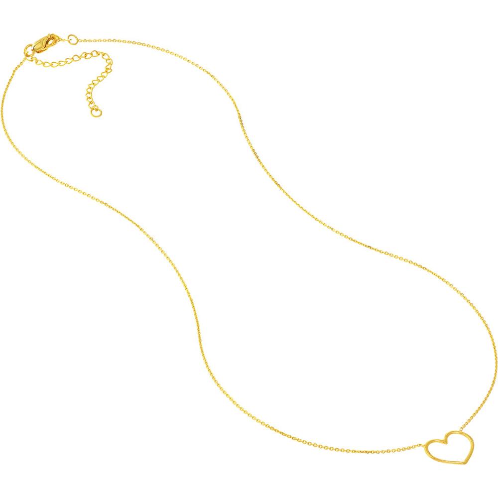 Olas d'Oro - 14K Yellow Gold Open Heart Pendant Necklace on Adjustable Chain