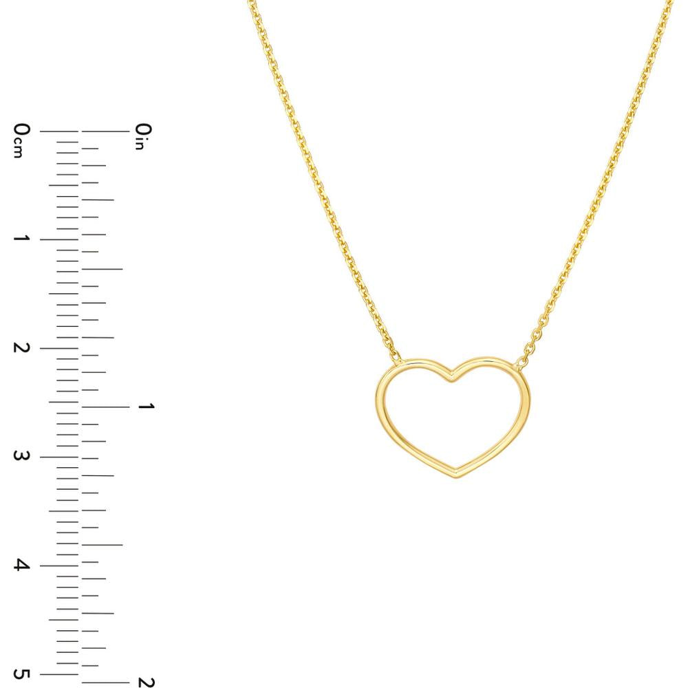 Olas d'Oro - 14K Yellow Gold Open Heart Pendant Necklace on Adjustable Chain