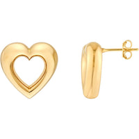 Olas d'Oro - 14K Yellow Gold Open Heart Stud Earrings - 3.74g Total Weight