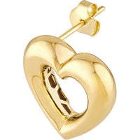 Olas d'Oro - 14K Yellow Gold Open Heart Stud Earrings - 3.74g Total Weight