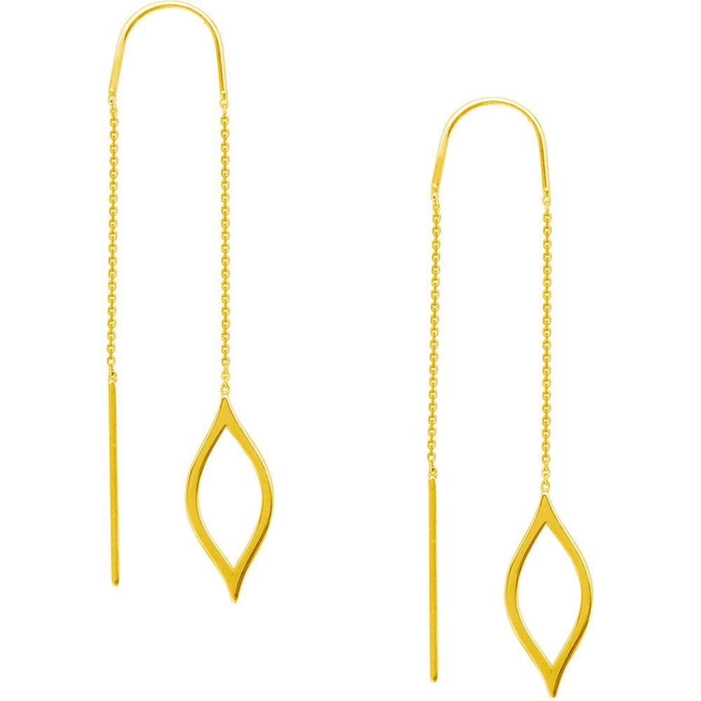Olas d'Oro - 14K Yellow Gold Open Marquise Threader Earrings