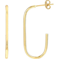 Olas d'Oro - 14K Yellow Gold Open Paper Clip Hoop Earrings - 1.25g Total Weight