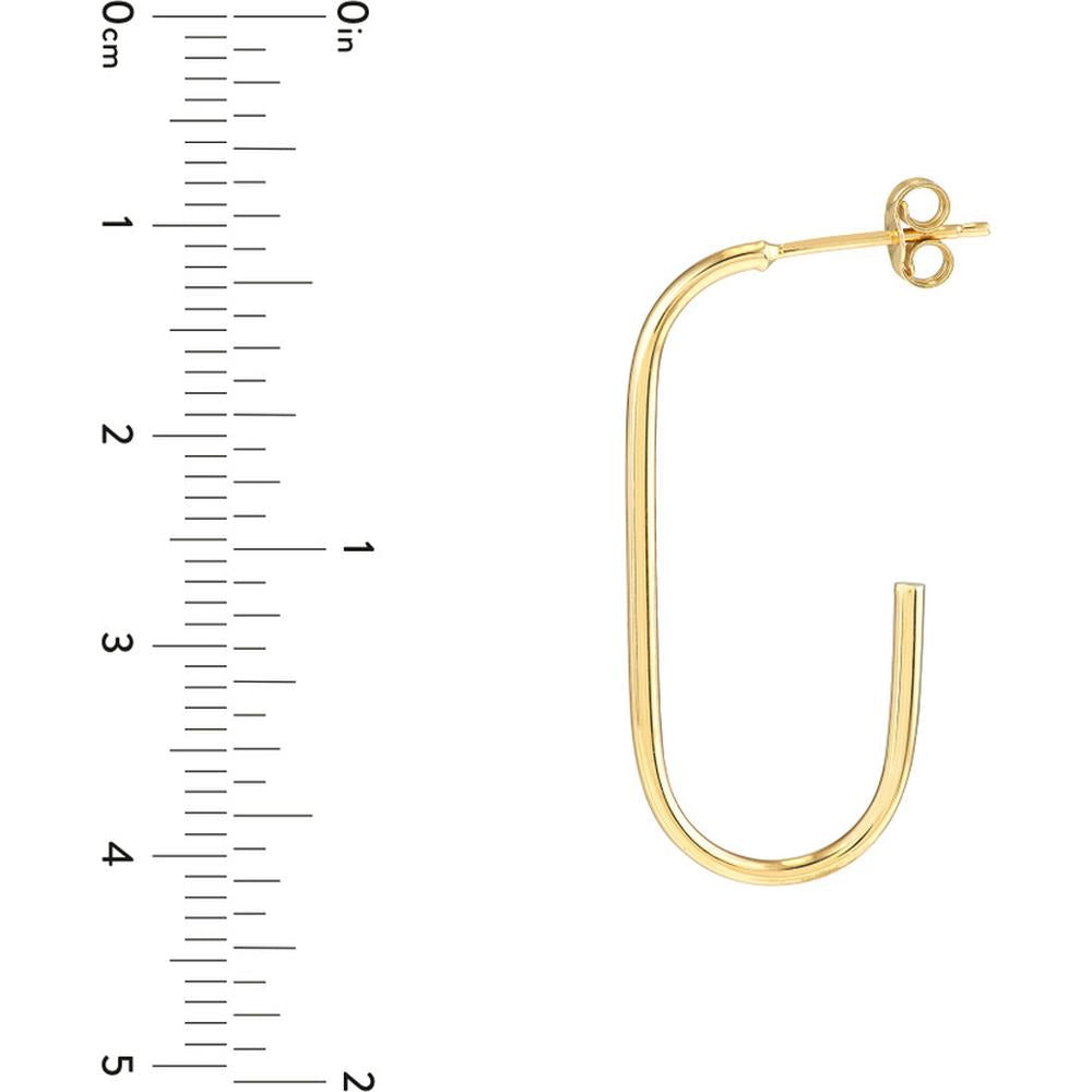 Olas d'Oro - 14K Yellow Gold Open Paper Clip Hoop Earrings - 1.25g Total Weight