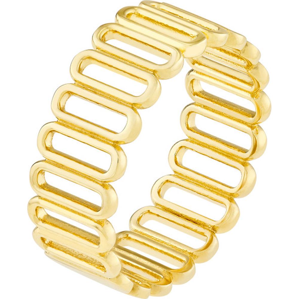 Olas d'Oro - 14K Yellow Gold Open Paper Clip Side by Side Ring - Size 7