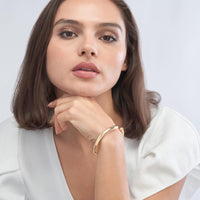 Olas d'Oro - 14K Yellow Gold Open Polished Bangle Bracelet - Elegant Luxury Statement Piece