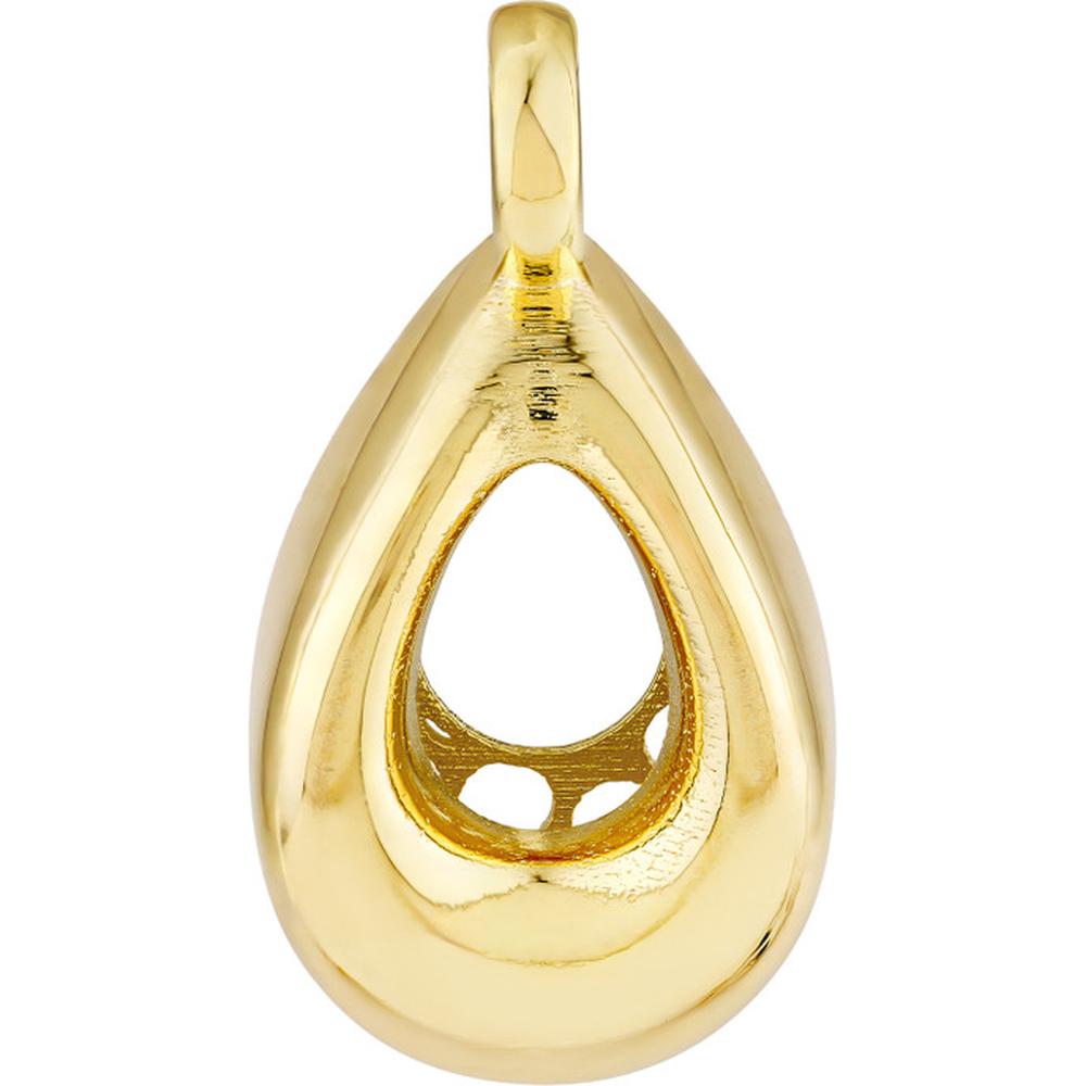 Olas d'Oro - 14K Yellow Gold Open Teardrop Oval Charm with Jump Ring - 1.60g