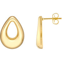 Olas d'Oro - 14K Yellow Gold Open Teardrop Stud Earrings  Lightweight Luxury Design