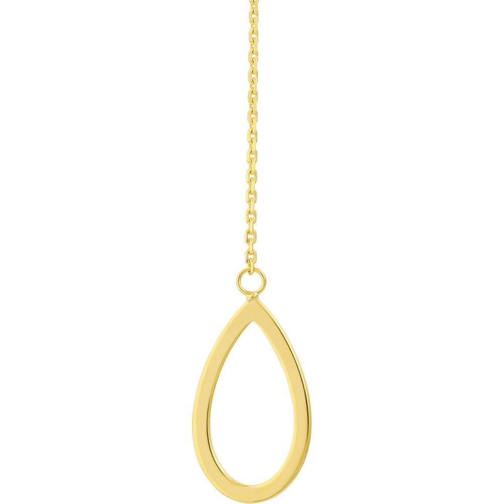 Olas d'Oro - 14K Yellow Gold Open Teardrop Threader Earrings - 1.30g Total Weight