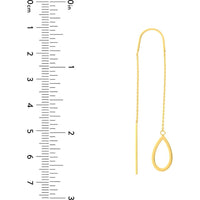 Olas d'Oro - 14K Yellow Gold Open Teardrop Threader Earrings - 1.30g Total Weight