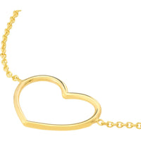 Olas d'Oro - 14K Yellow Gold Open Wire Heart Adjustable Bracelet - 1.15g