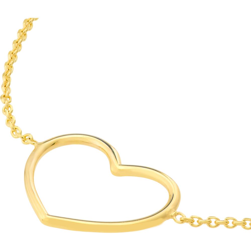 Olas d'Oro - 14K Yellow Gold Open Wire Heart Adjustable Bracelet - 1.15g