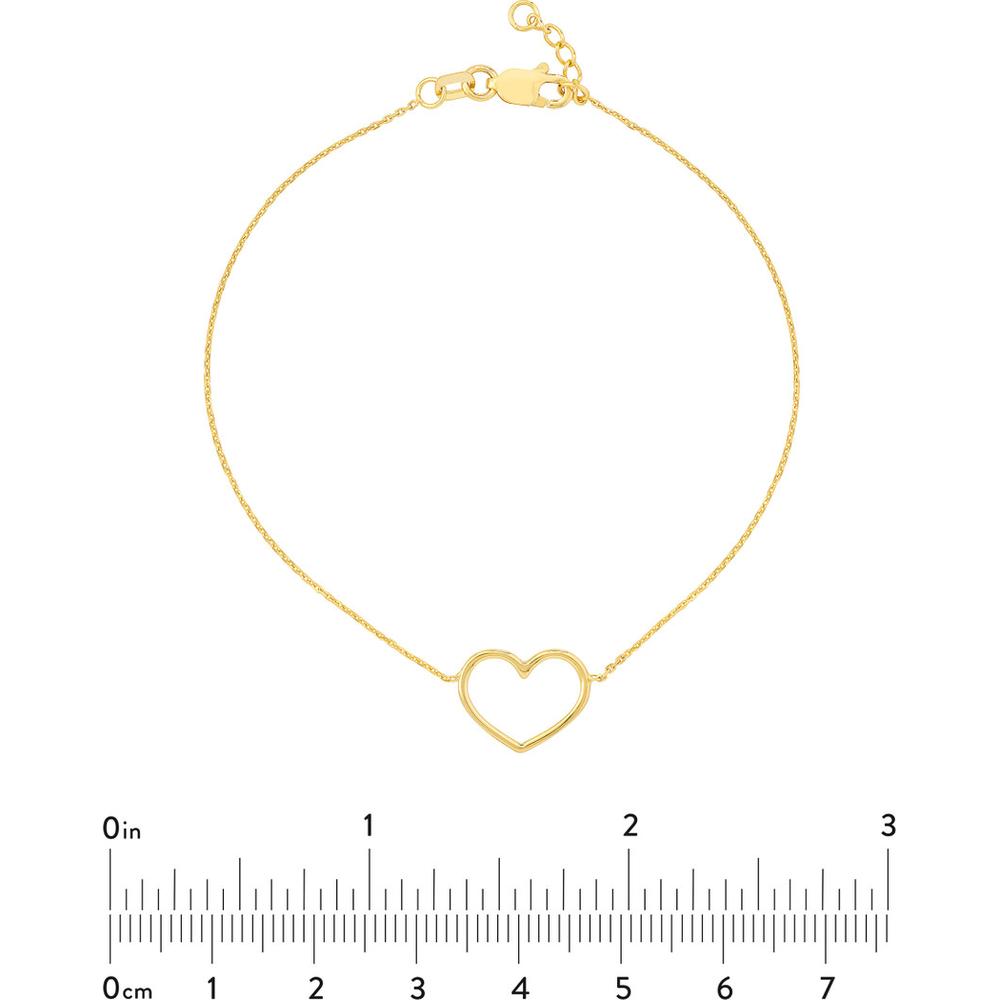 Olas d'Oro - 14K Yellow Gold Open Wire Heart Adjustable Bracelet - 1.15g