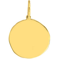 Olas d'Oro - 14K Yellow Gold Organic Disk Engravable Charm - 16mm