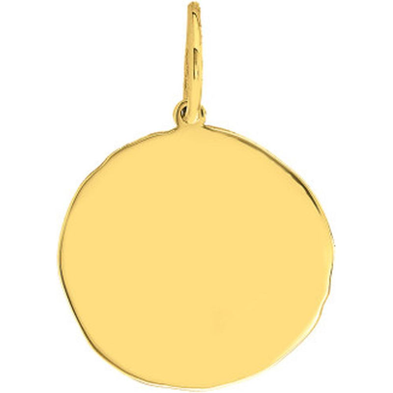 Olas d'Oro - 14K Yellow Gold Organic Disk Engravable Charm - 16mm