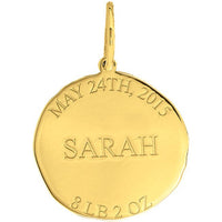 Olas d'Oro - 14K Yellow Gold Organic Disk Engravable Charm - 16mm