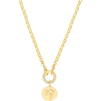 Olas d'Oro - 14K Yellow Gold Organic Disk Engravable Charm - 16mm
