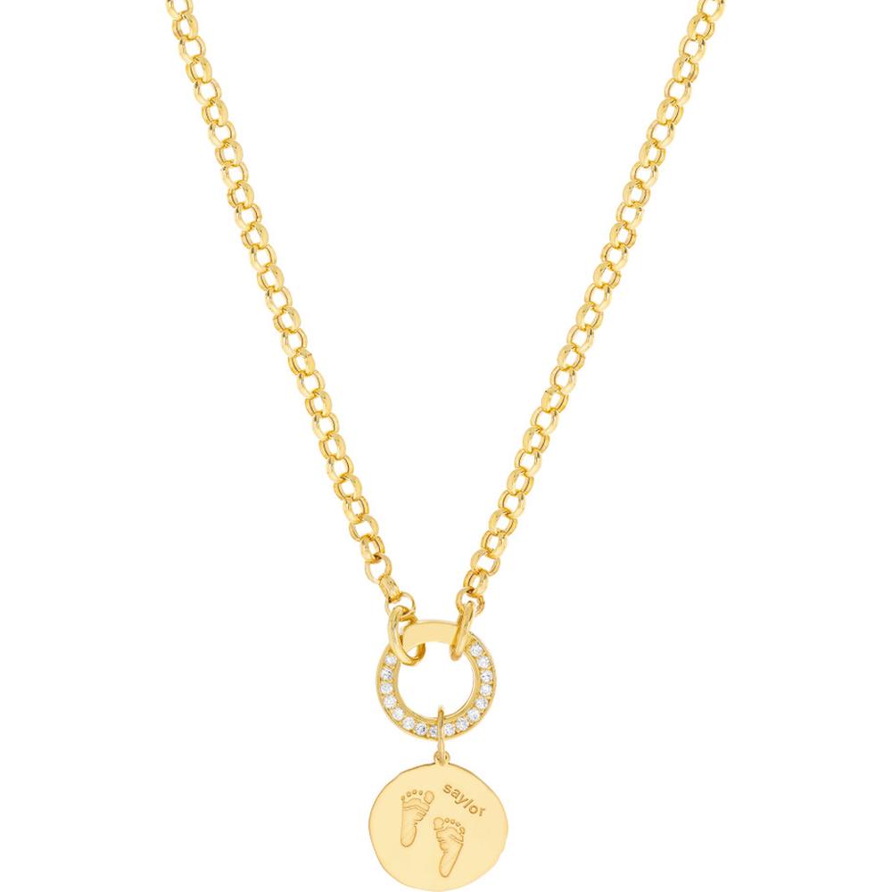 Olas d'Oro - 14K Yellow Gold Organic Disk Engravable Charm - 16mm