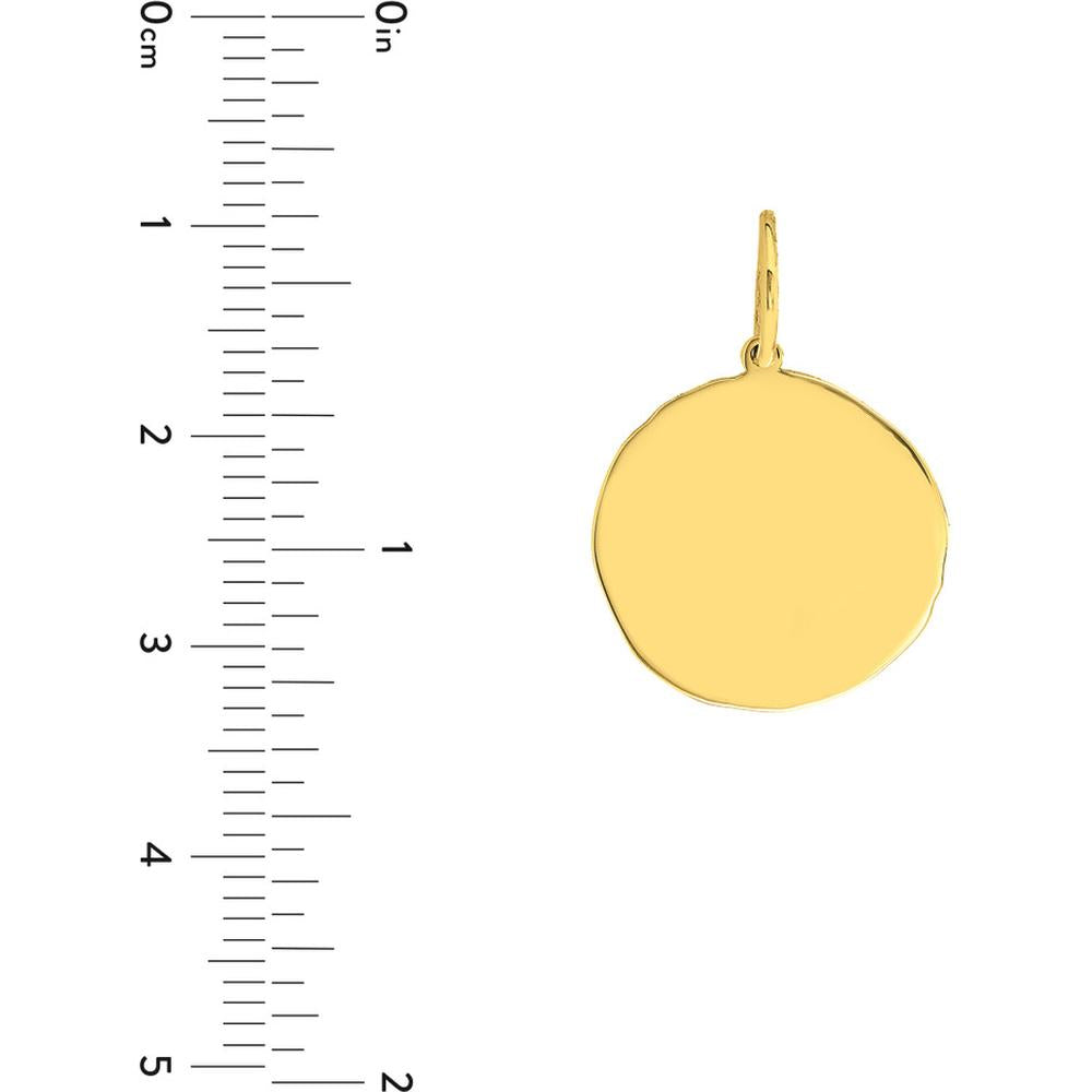 Olas d'Oro - 14K Yellow Gold Organic Disk Engravable Charm - 16mm
