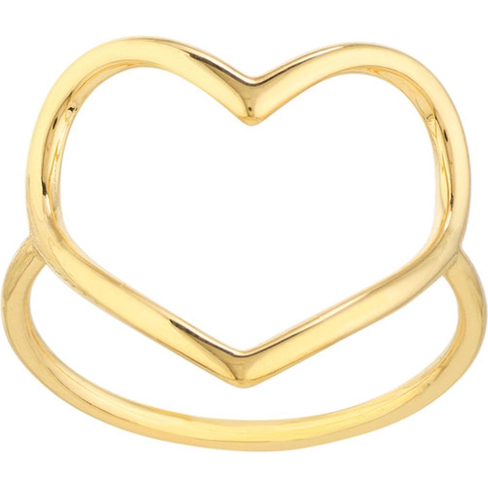 Olas d'Oro - 14K Yellow Gold Organic Open Heart Ring - Size 7