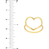 Olas d'Oro - 14K Yellow Gold Organic Open Heart Ring - Size 7