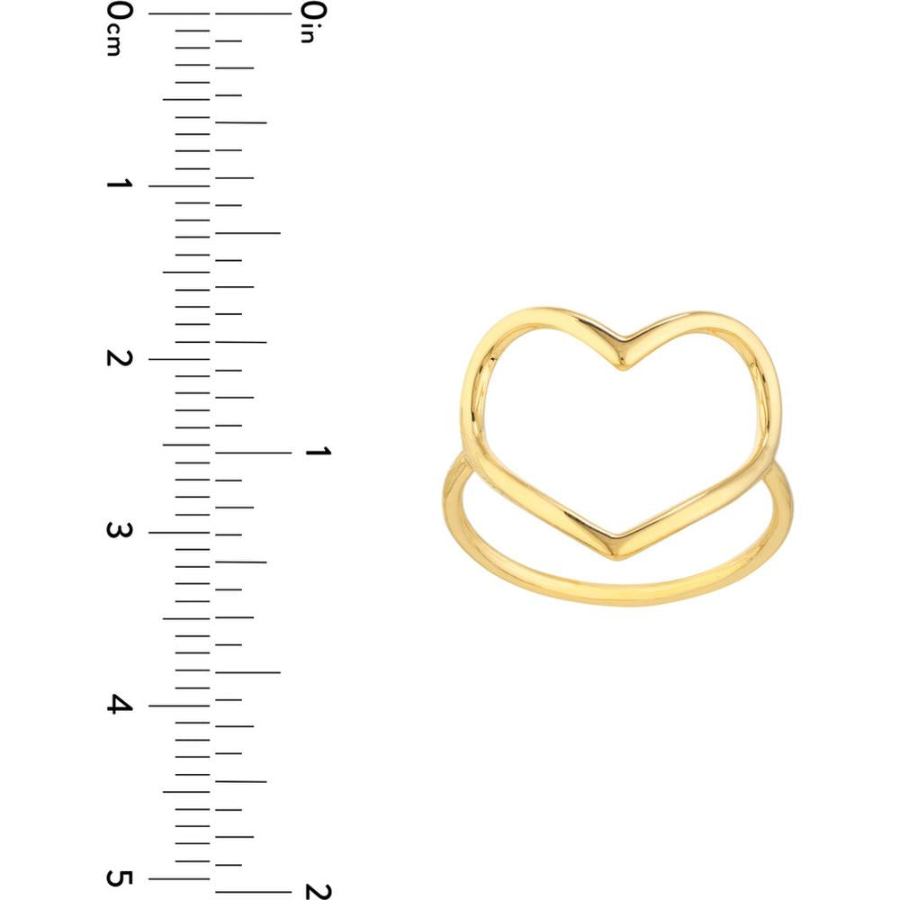 Olas d'Oro - 14K Yellow Gold Organic Open Heart Ring - Size 7