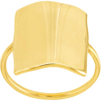 Olas d'Oro - 14K Yellow Gold Organic Rectangle Ring  Size 7, 2.28g