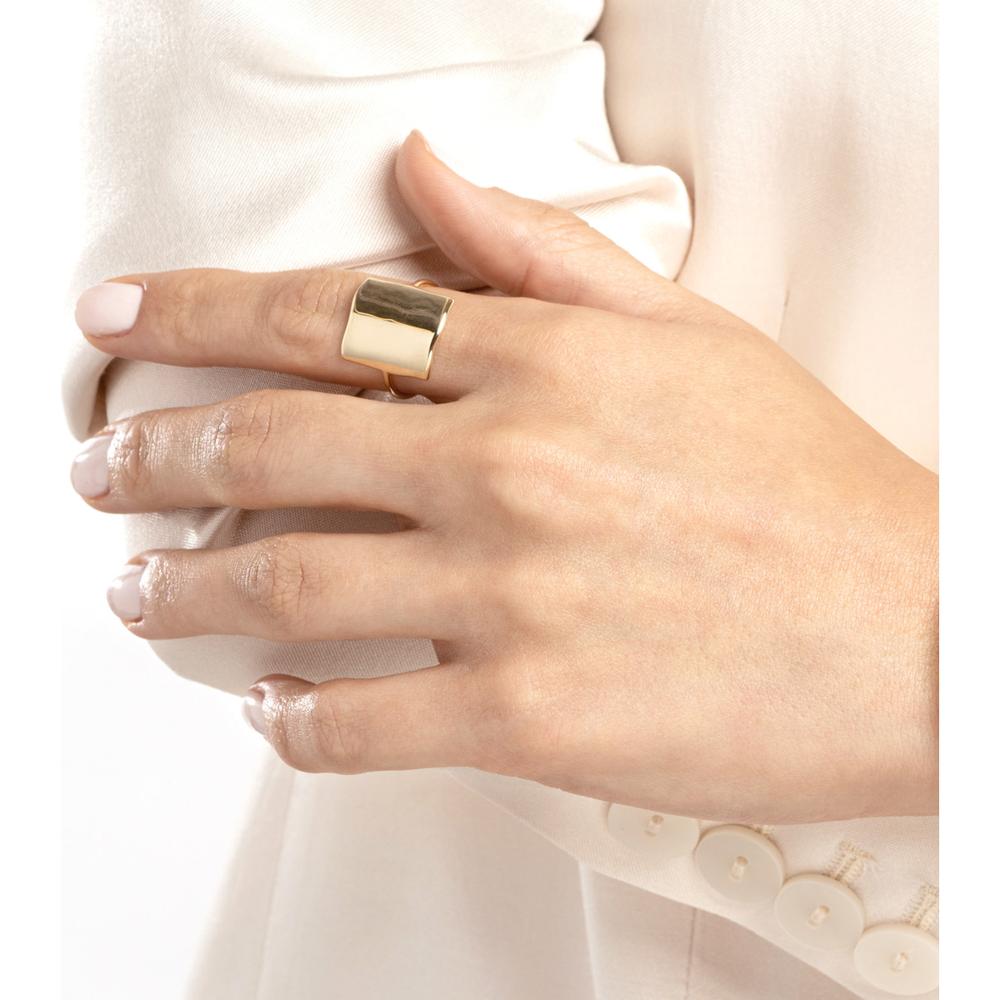 Olas d'Oro - 14K Yellow Gold Organic Rectangle Ring  Size 7, 2.28g