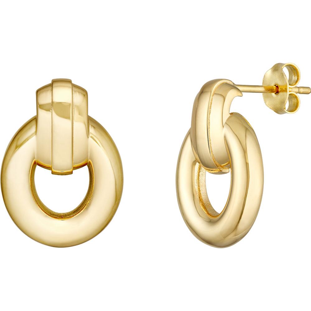 Olas d'Oro - 14K Yellow Gold Oval Door Knocker Dangle Earrings - 2.99g Total Weight