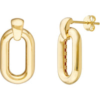Olas d'Oro - 14K Yellow Gold Oval Door Knocker Hoop Earrings - 3.86g Total Weight