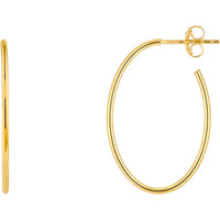 Olas d'Oro - 14K Yellow Gold Oval Hoop Earrings - 28mm x 19.5mm, Post Closure, 1.45 Grams Total Weight