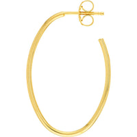 Olas d'Oro - 14K Yellow Gold Oval Hoop Earrings - 28mm x 19.5mm, Post Closure, 1.45 Grams Total Weight