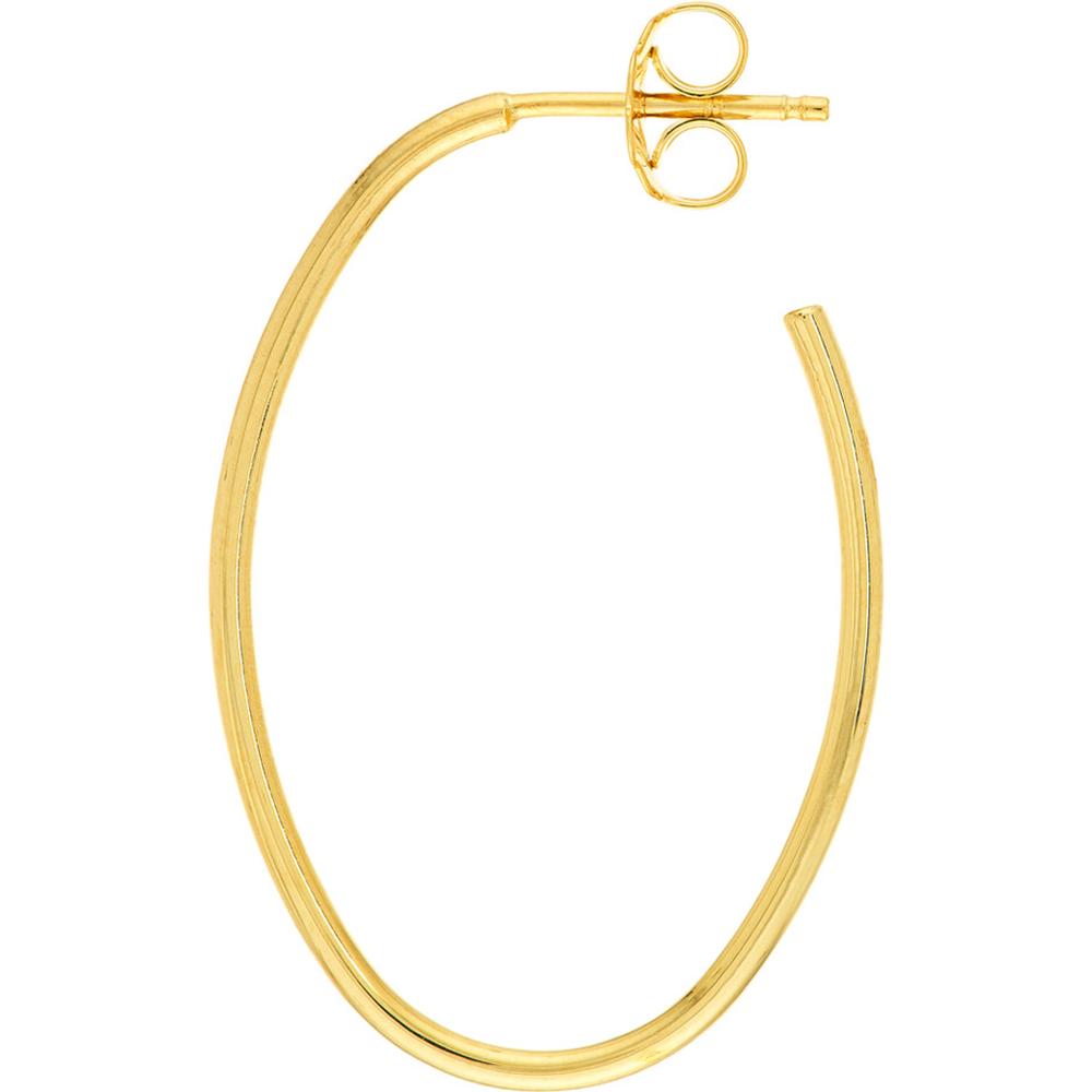 Olas d'Oro - 14K Yellow Gold Oval Hoop Earrings - 28mm x 19.5mm, Post Closure, 1.45 Grams Total Weight