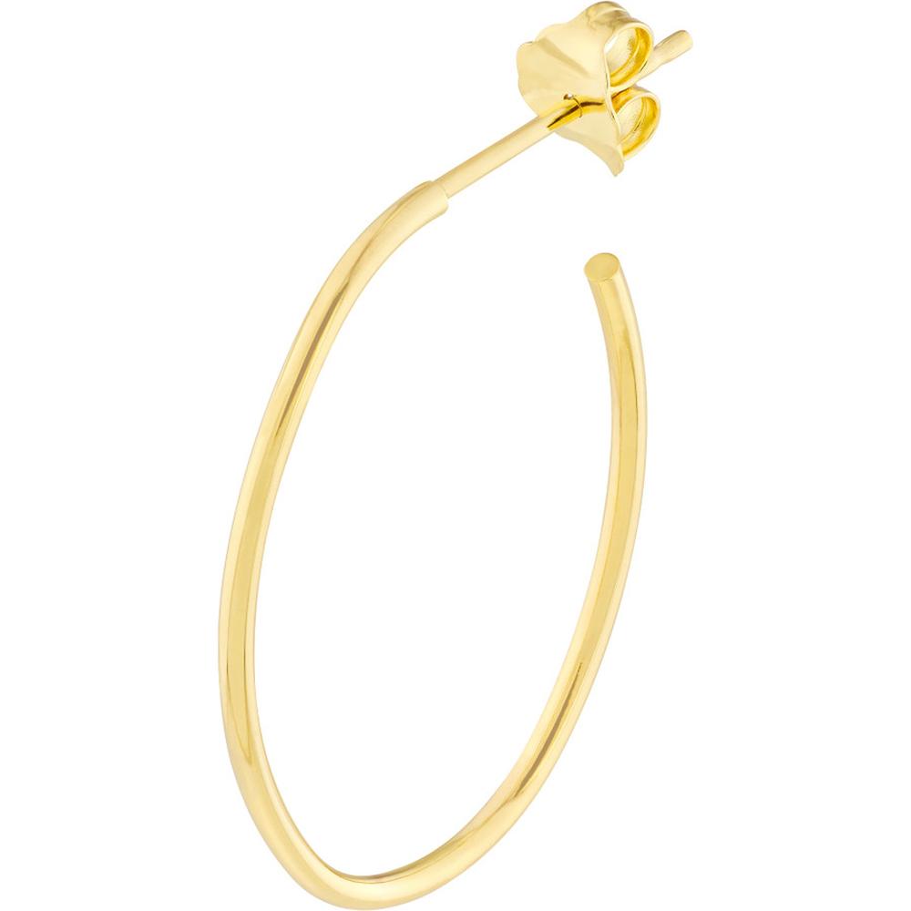 Olas d'Oro - 14K Yellow Gold Oval Hoop Earrings - 28mm x 19.5mm, Post Closure, 1.45 Grams Total Weight