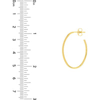 Olas d'Oro - 14K Yellow Gold Oval Hoop Earrings - 28mm x 19.5mm, Post Closure, 1.45 Grams Total Weight