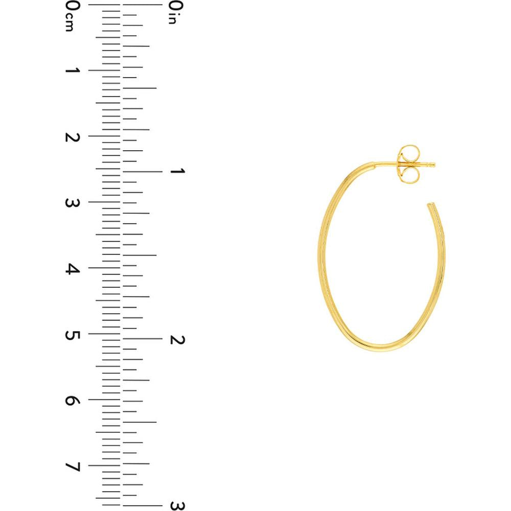 Olas d'Oro - 14K Yellow Gold Oval Hoop Earrings - 28mm x 19.5mm, Post Closure, 1.45 Grams Total Weight