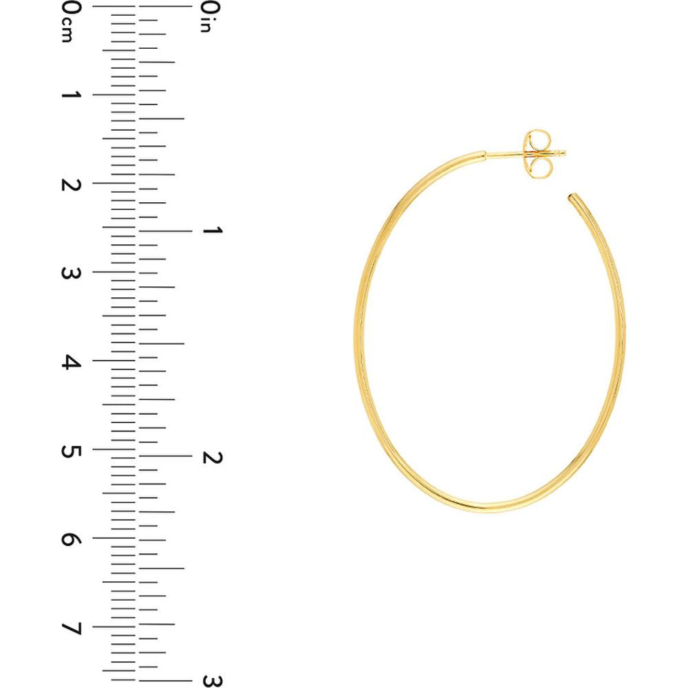 Olas d'Oro - 14K Yellow Gold Oval Hoop Earrings - 41.50mm x 31.50mm, Post & Nut Closure