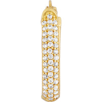 Olas d'Oro - 14K Yellow Gold Oval Hoop Earrings with Pave CZ Stones - 2.25g Total Weight