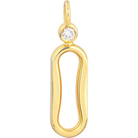 Olas d'Oro - 14K Yellow Gold Oval Link Pendant with 1/20 Carat Diamond - Elegant and Sparkling Design