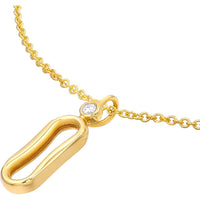 Olas d'Oro - 14K Yellow Gold Oval Link Pendant with 1/20 Carat Diamond - Elegant and Sparkling Design