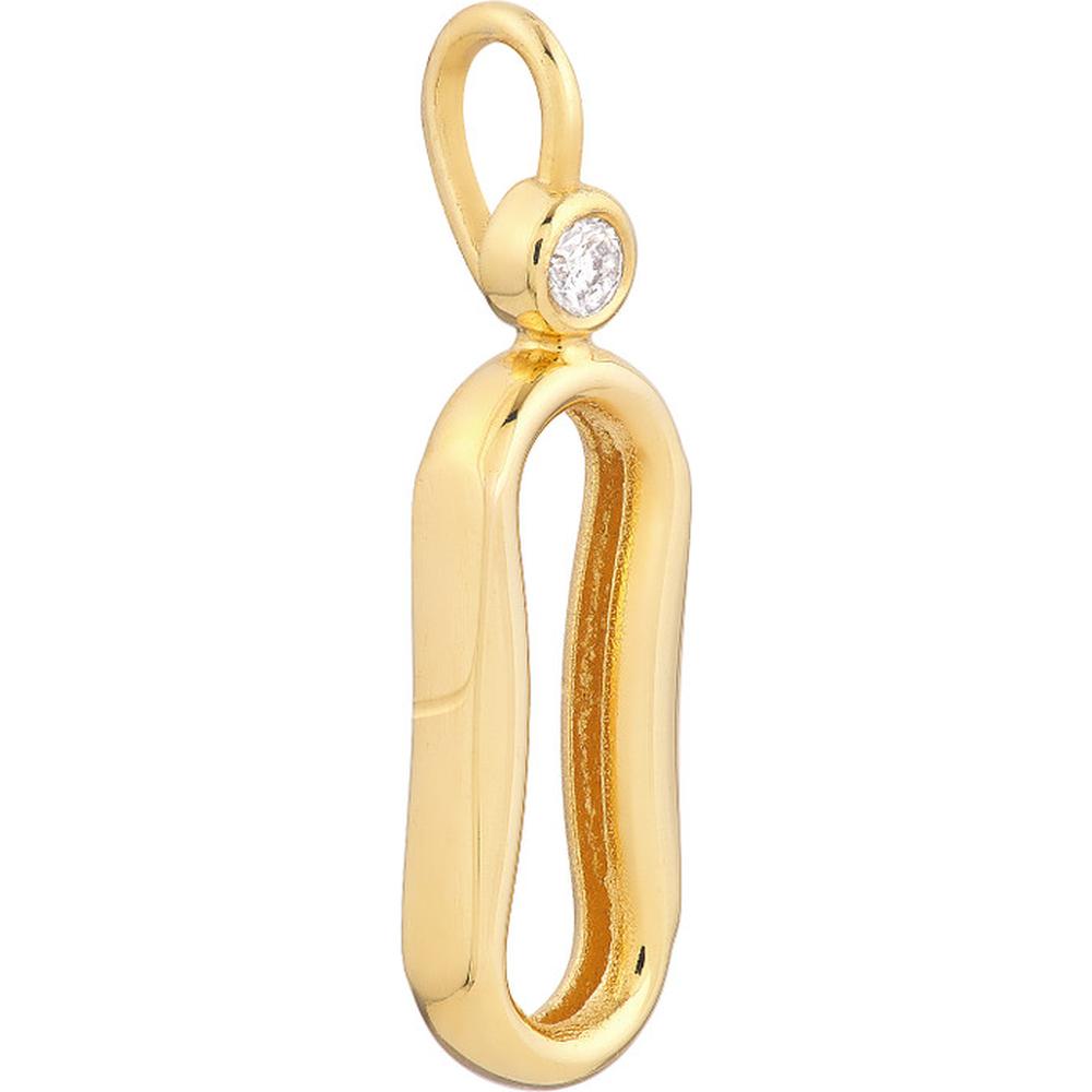 Olas d'Oro - 14K Yellow Gold Oval Link Pendant with 1/20 Carat Diamond - Elegant and Sparkling Design