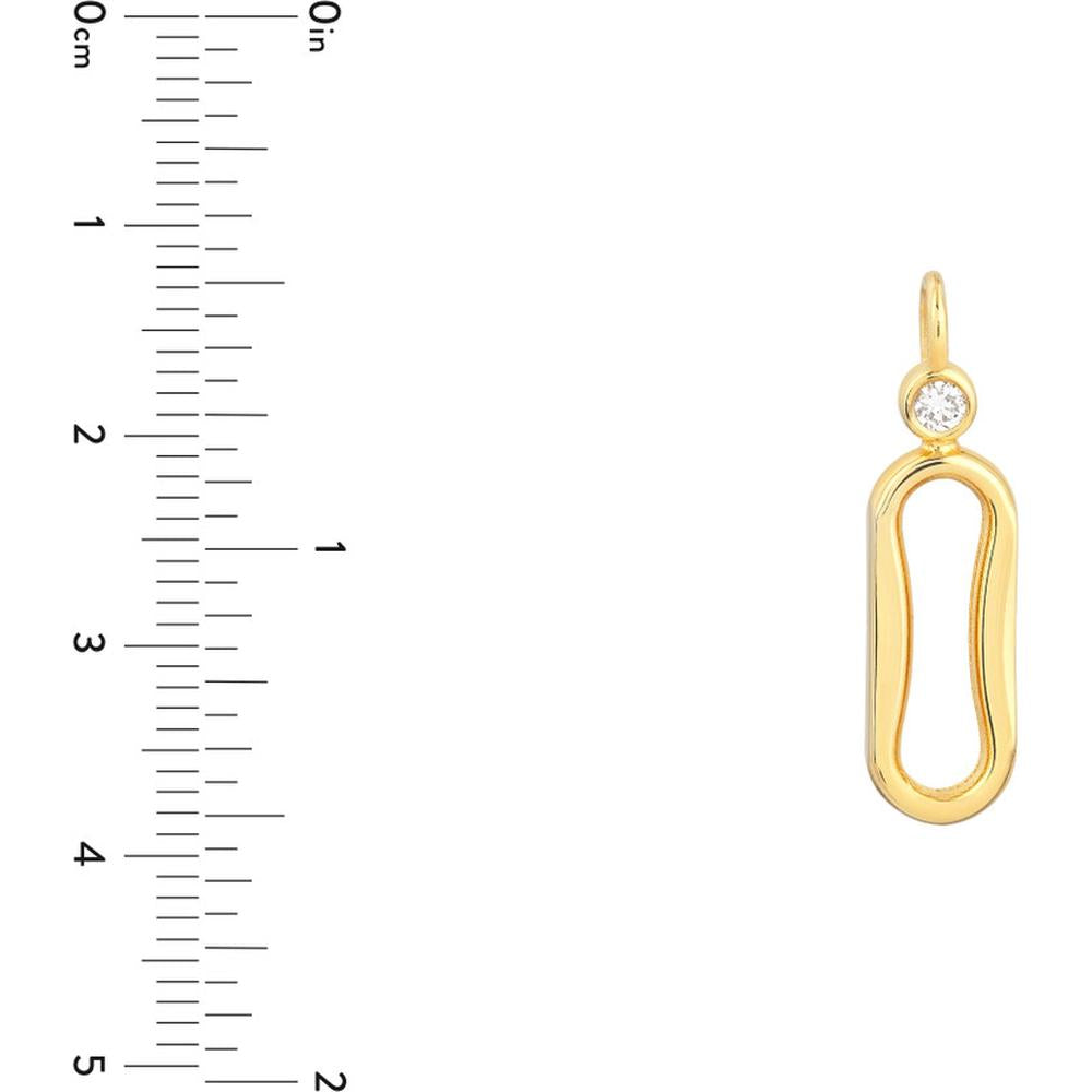 Olas d'Oro - 14K Yellow Gold Oval Link Pendant with 1/20 Carat Diamond - Elegant and Sparkling Design