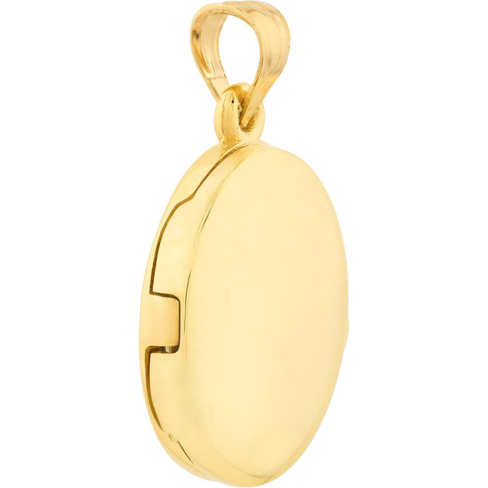 Olas d'Oro - 14K Yellow Gold Oval Locket Pendant with Bail - 3.30g Total Weight