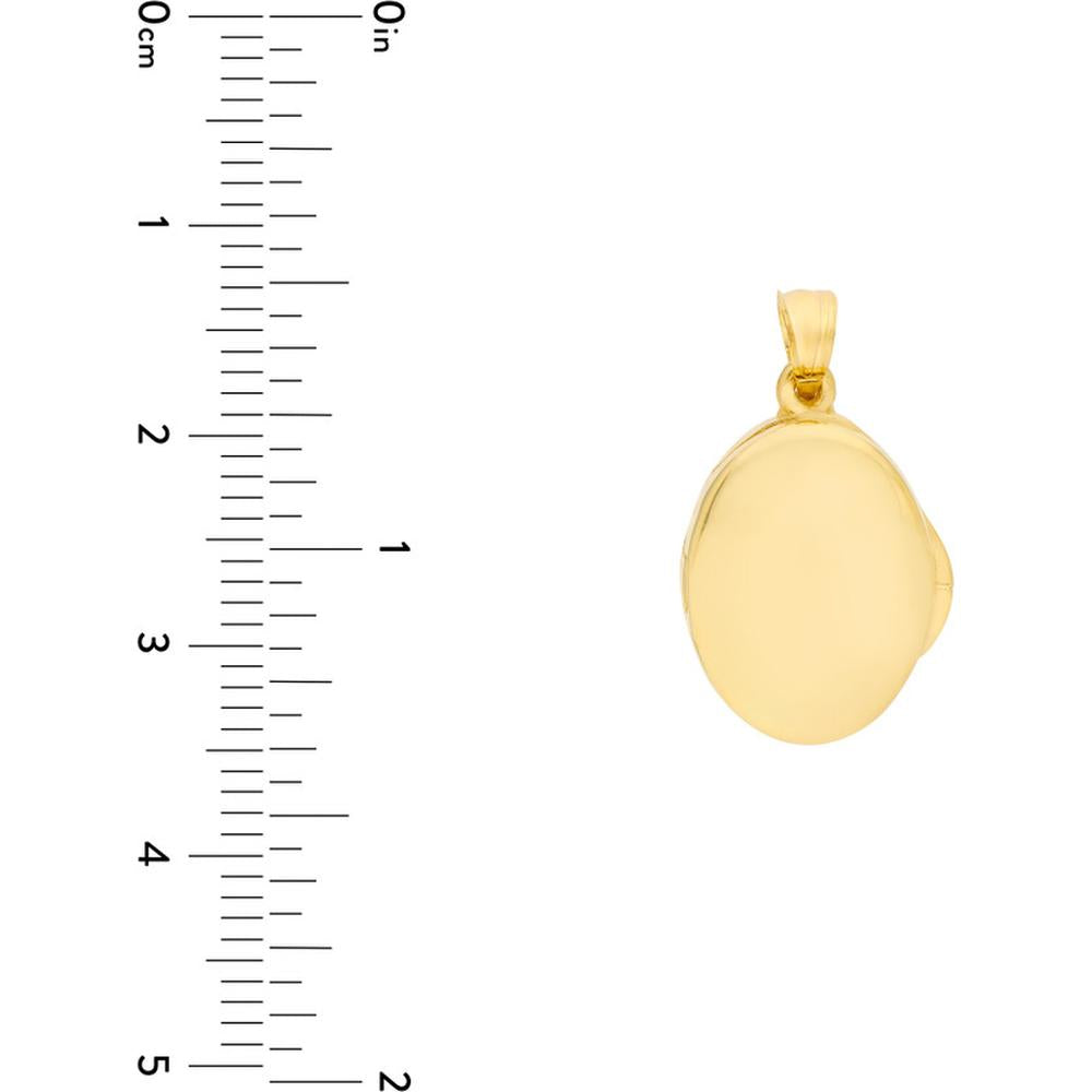 Olas d'Oro - 14K Yellow Gold Oval Locket Pendant with Bail - 3.30g Total Weight