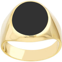 Olas d'Oro - 14K Yellow Gold Oval Onyx Signet Ring - Size 8