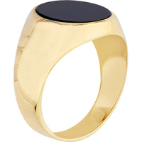 Olas d'Oro - 14K Yellow Gold Oval Onyx Signet Ring - Size 8