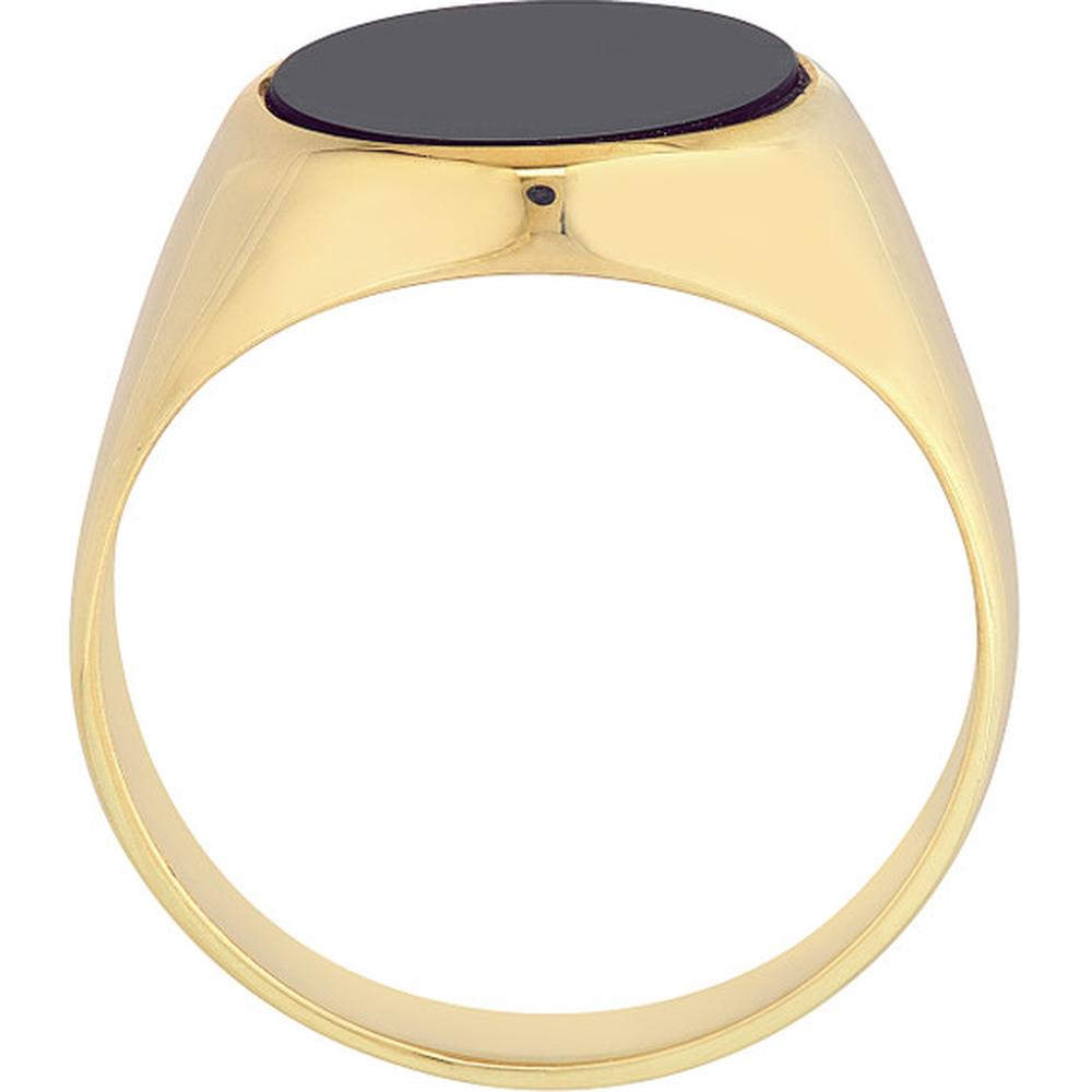 Olas d'Oro - 14K Yellow Gold Oval Onyx Signet Ring - Size 8