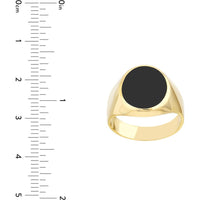 Olas d'Oro - 14K Yellow Gold Oval Onyx Signet Ring - Size 8
